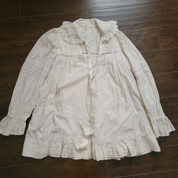 Free People 5 O Clock Tea Time Mini Dress Womens Peasant Prairie Enchanting - Picture 2 of 9